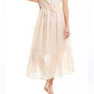 SABINA MUSAYEV ANOUK BEIGE CREAM FLORAL MIDI SKIRT MEDIUM